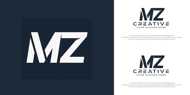 Vettore modello di logo lettera mz iniziale moderno semplice