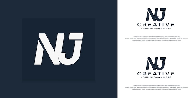 simple modern initial n j letter logo template