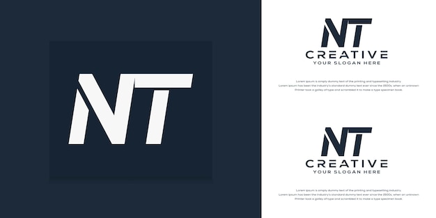 Vector simple modern initial n t letter logo template