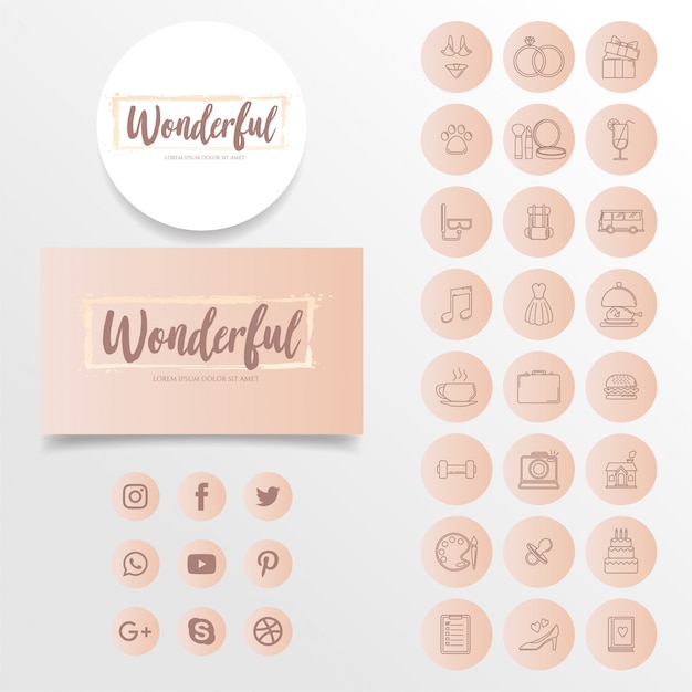 Vector simple modern instagram icon highlights story icon