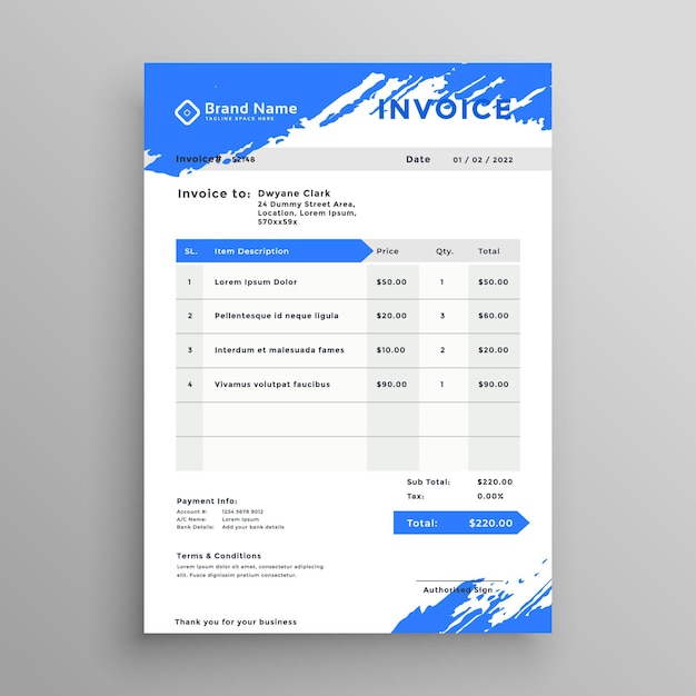 Simple and modern invoice template design