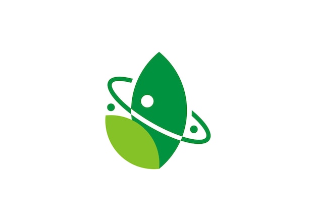 simple modern leaf planet logo design