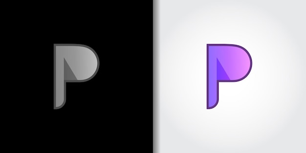 Vector simple modern letter p logo set
