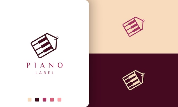 Logo semplice e moderno o icona dell'etichetta per il negozio di pianoforti