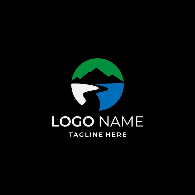 simple and modern mountain hill logo design template