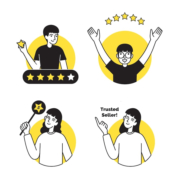 Simple modern online store rating illustration set