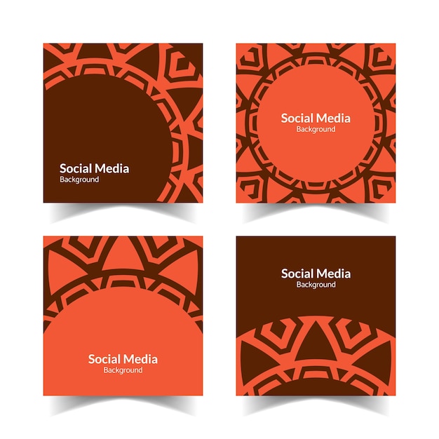 Vector simple and modern orange peach ornamental pattern square flat social media background