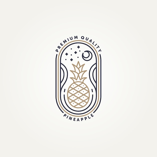 Simple modern pineapple fruit line art badge logo template vector illustration design