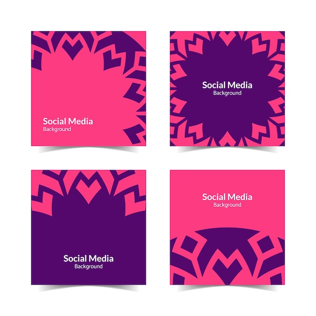 simple and modern purple magenta floral square flat social media background