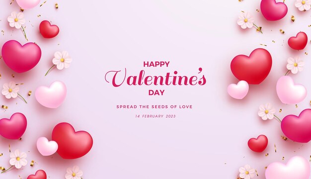 Simple and modern valentines day background Premium vector for Gift card love party invitation voucher design poster template place for text