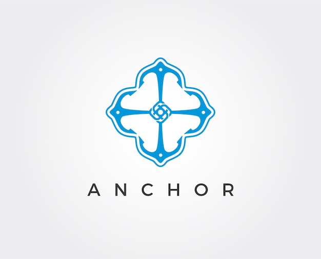 Simple mono line art anchor boat ship nautical logo