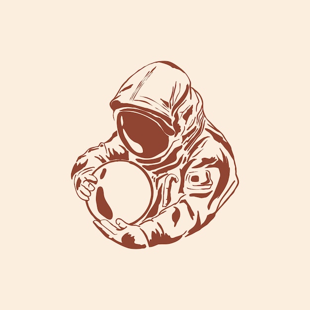 Vettore semplice illustrazione monocromatica di un astronauta per una maglietta