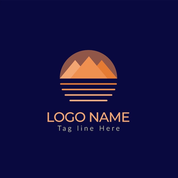 Vector simple mount and river logo design