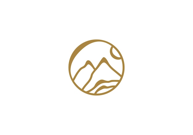 simple mountain and deserts logo linear style creative modern template design