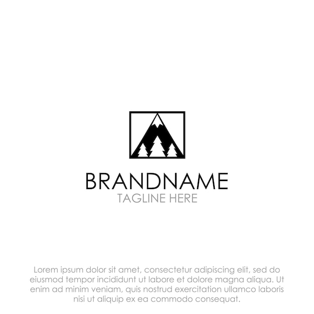 simple mountain on square logo vector