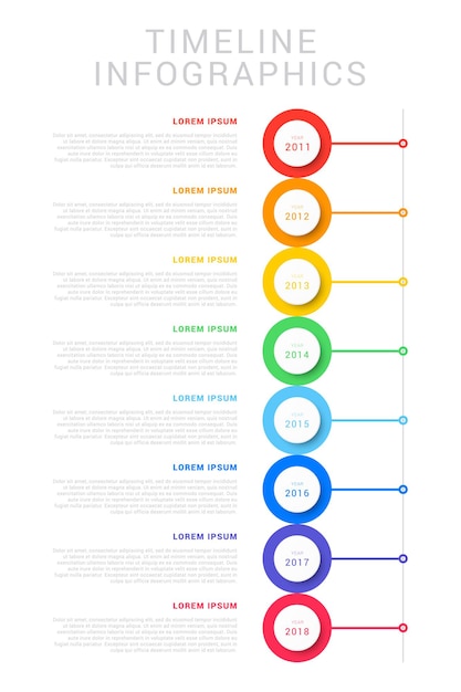 간단한 여러 가지 빛깔의 8 단계 타임 라인 디자인 레이아웃 infographic 템플릿
