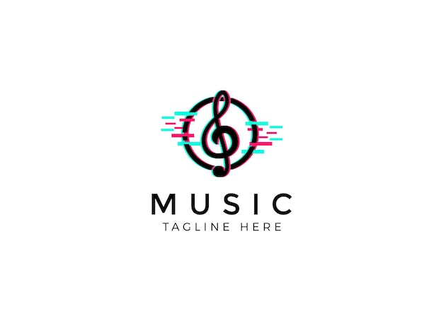 シンプルな音楽とオーディオの波のロゴ デザイン テンプレートです。