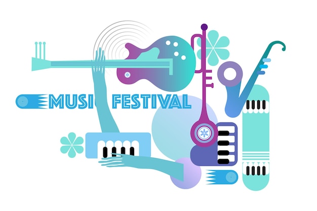 Vector simple music and concert promotional geometric illustration