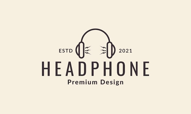 Vector simple music headphones lines logo vector symbol icon design illustration