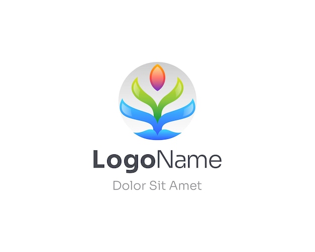 Simple natural flower logo gradient