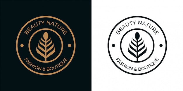 simple nature circle vintage logo design