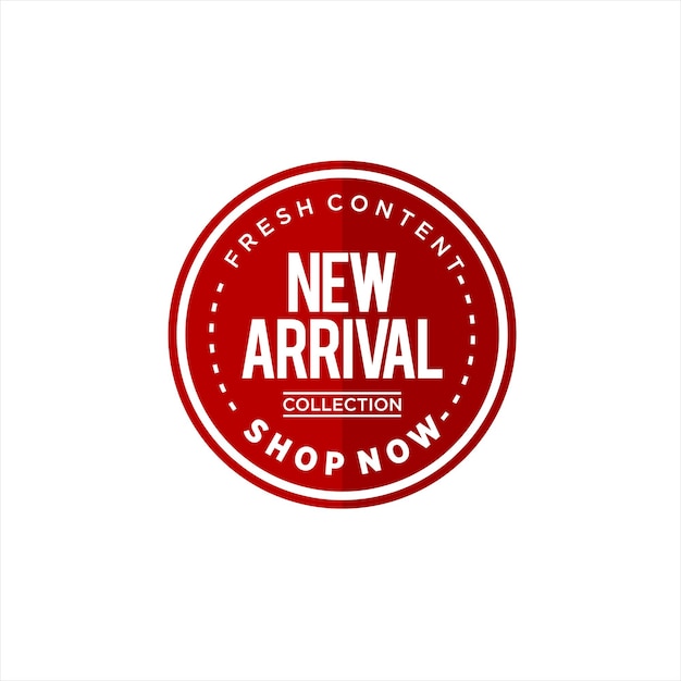 simple new arrival logo text round sticker