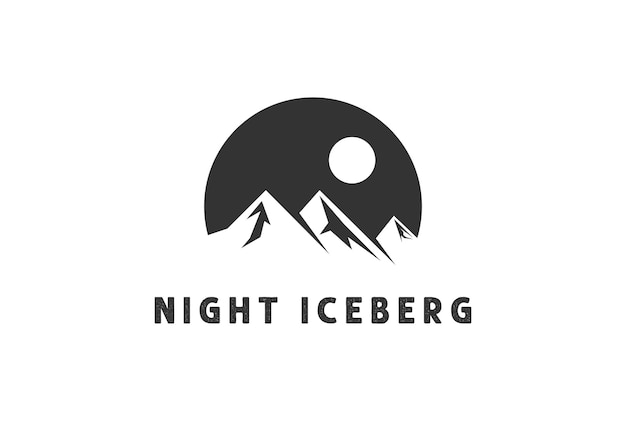 Simple night iceberg mountain for outdoor adventure logo design