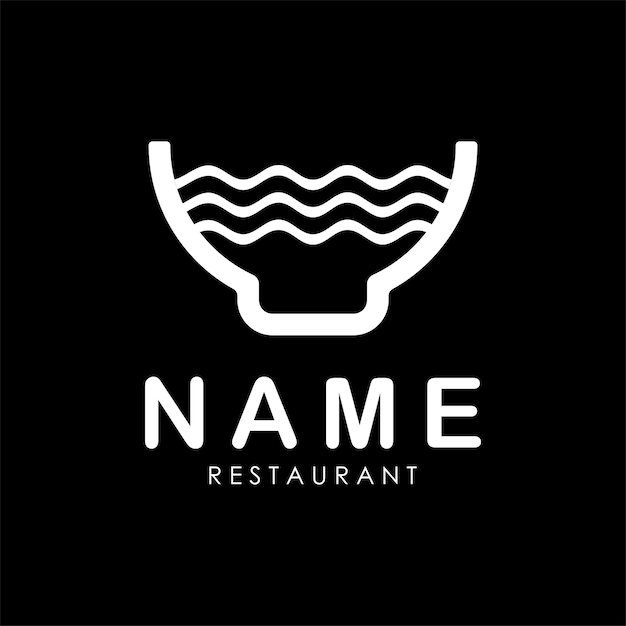 Simple noodle and bowl for restaurant logo design template