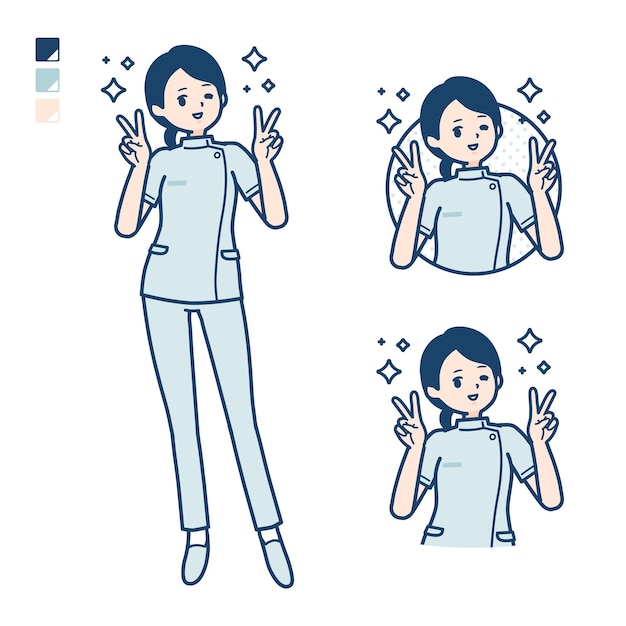 Simple nurse womanPeacesign