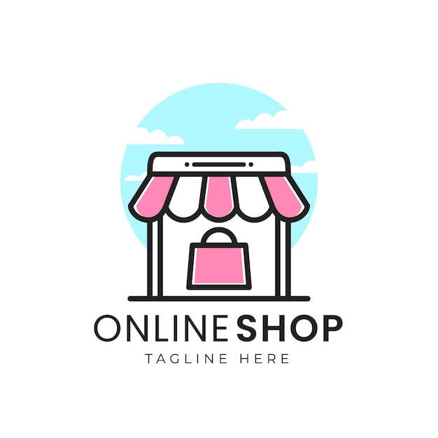 Premium Vector | Simple online shop logo concept