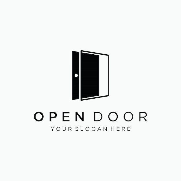 Simple open door abstract logo template design interior with geometric shape or monogram For building construction business property and companies