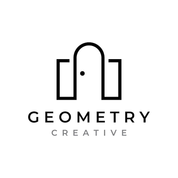 Semplice porta aperta logo astratto disegno vettoriale interni con forme geometriche o monogrammaper l'edilizia e l'azienda