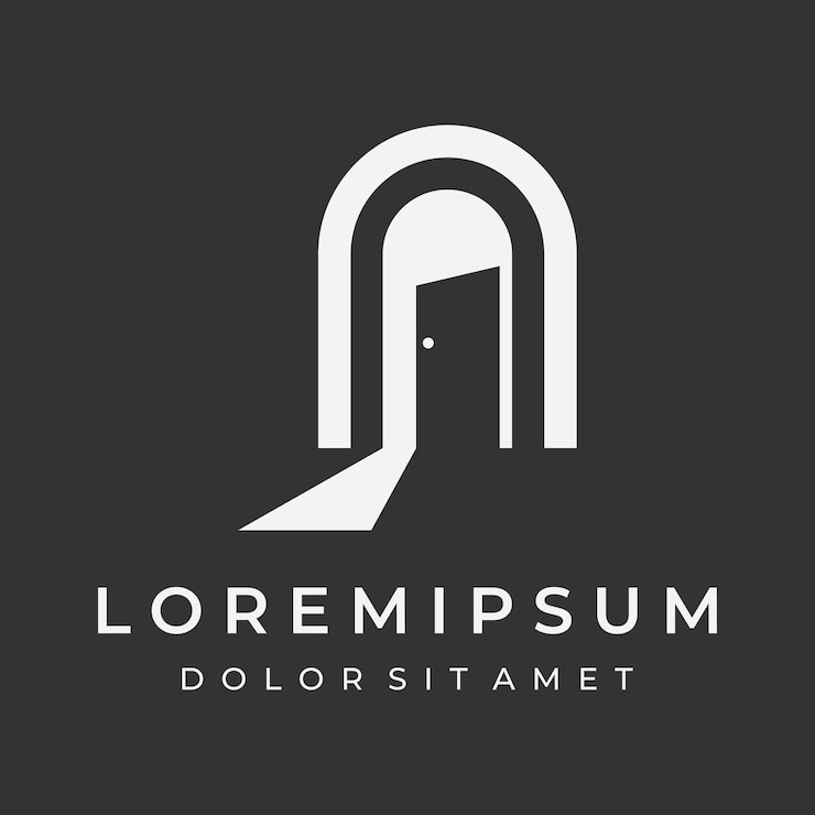 Vector simple open door abstract logo vector design interior with geometric shapes or monogramfor building construction businessproperty and company