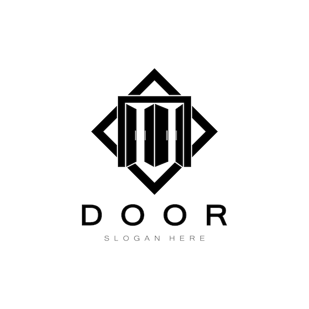 Simple open door abstract logo with geometric shapes For building construction contractors property