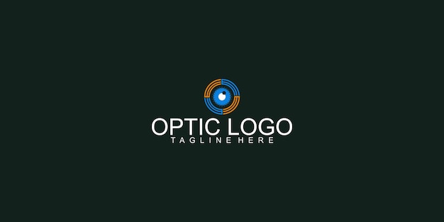 Simple optic logo design with unique concept premium vector