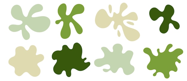 Simple organic fluid shape set amoeba blobs of different pastel colors art form