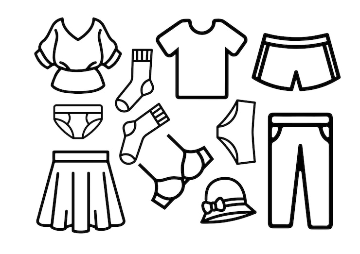 Premium Vector | Simple outline clothes set