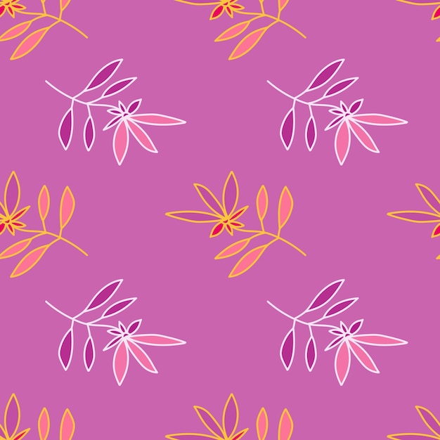 Simple outline flower seamless pattern Cute floral wallpaper