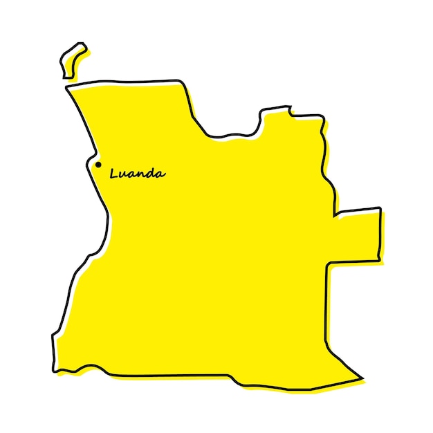 Simple outline map of Angola with capital location