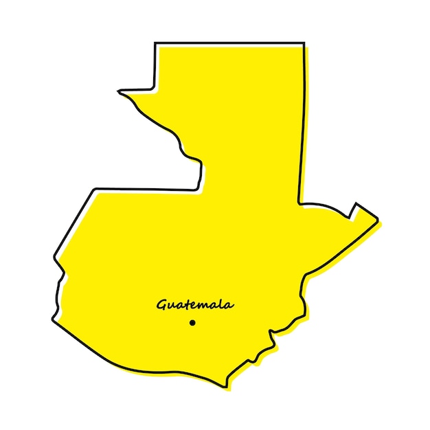 Vector simple outline map of guatemala with capital location