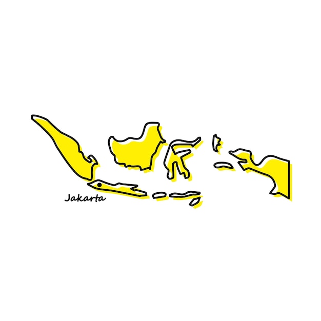 Simple outline map of indonesia with capital location