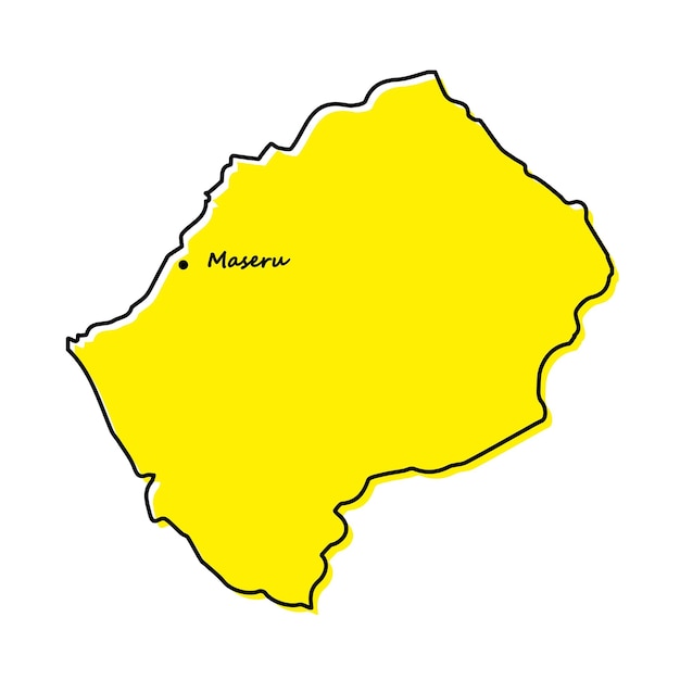 Simple outline map of Lesotho with capital location