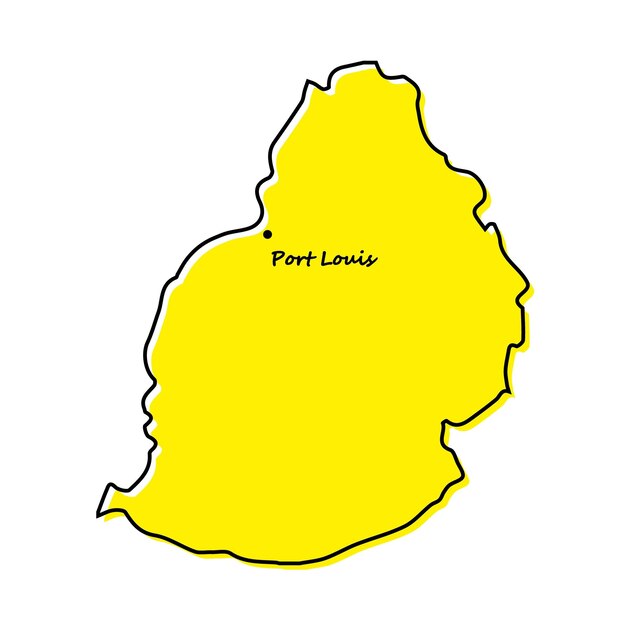 Simple outline map of Mauritius with capital location