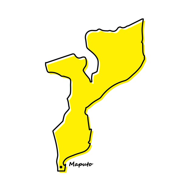 Simple outline map of mozambique with capital location