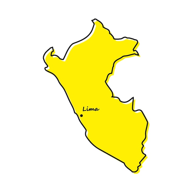 Simple outline map of Peru with capital location