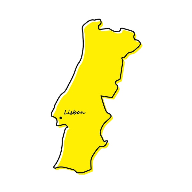 Premium Vector  Simple outline map of portugal with capital location