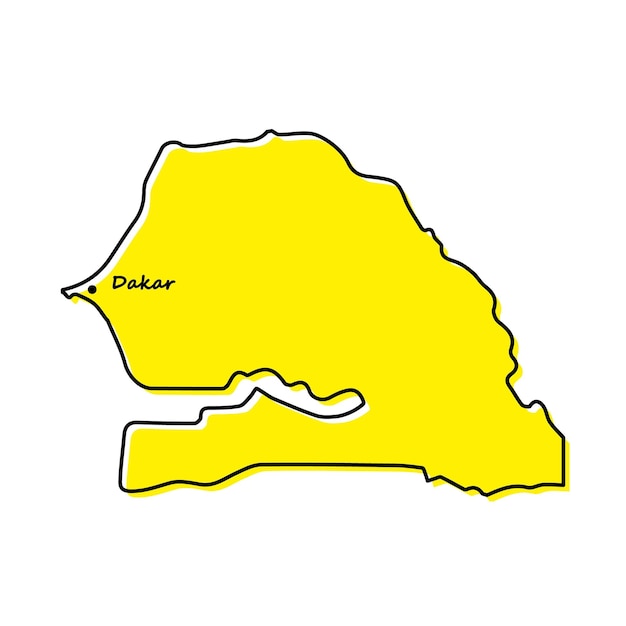 Простая схематическая карта Сенегала со столицей