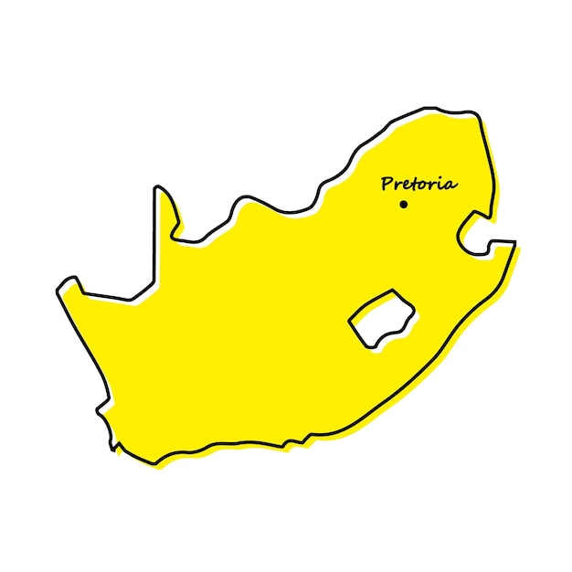 Simple outline map of south africa with capital location