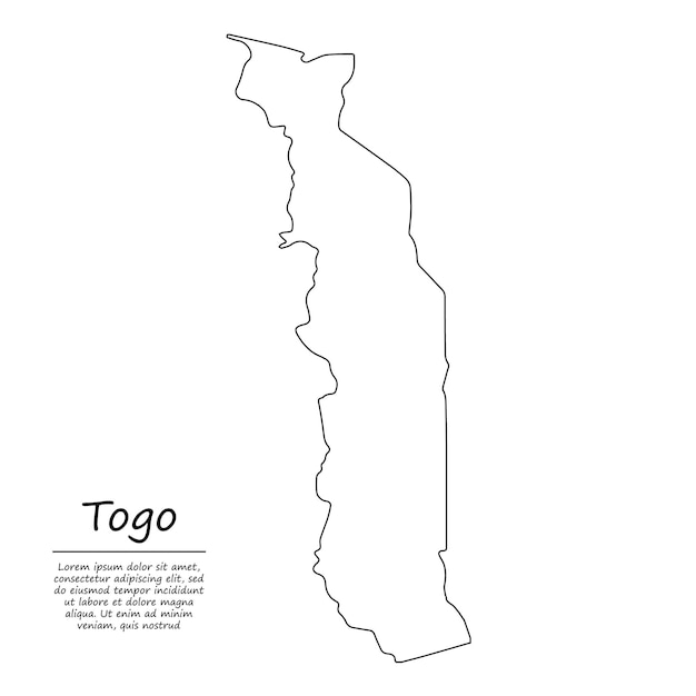 Simple outline map of Togo, silhouette in sketch line style