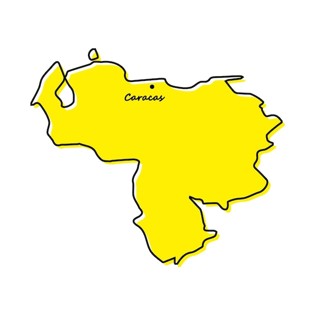 Simple outline map of Venezuela with capital location